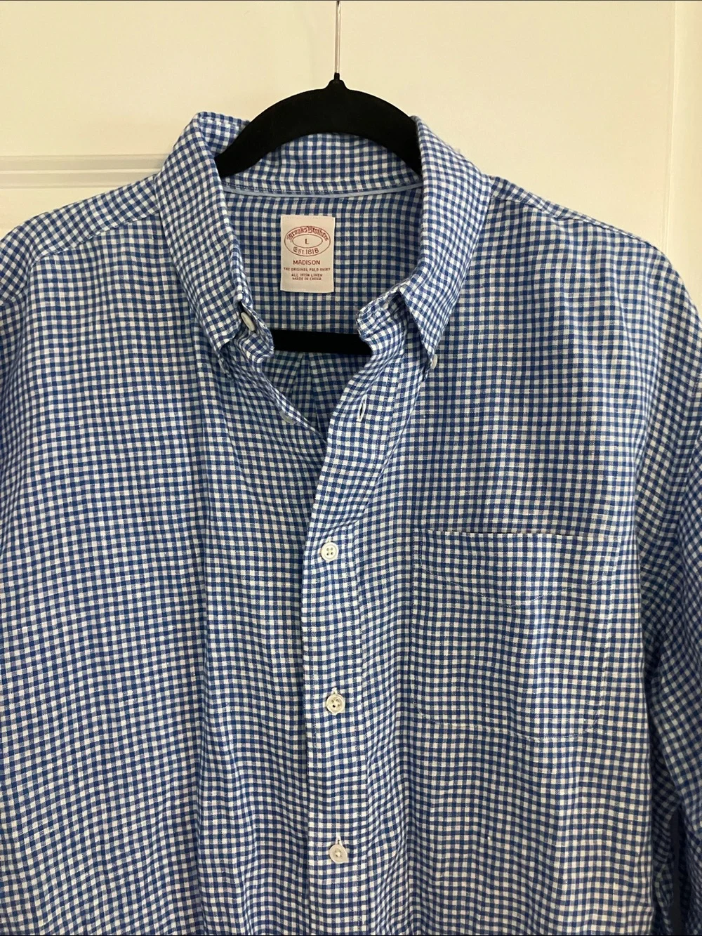 Brooks Brothers Blue and White Gingham Button-Down Shirt